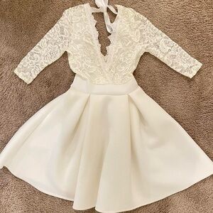 Graduation coquette vintage white princess A-line babydoll lace short ballgown